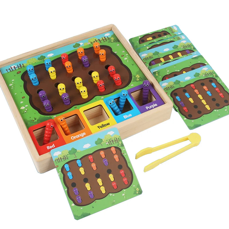 Worm Catch Game Toddler Montessori Colour Matching Sorting Sensory Education Toy Fine Motor Training Parish Novelty Toy for Baby
