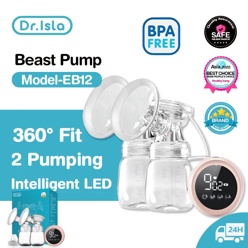 Dr.Isla Double Electric Breast Pumps Powerful Nipple Suction