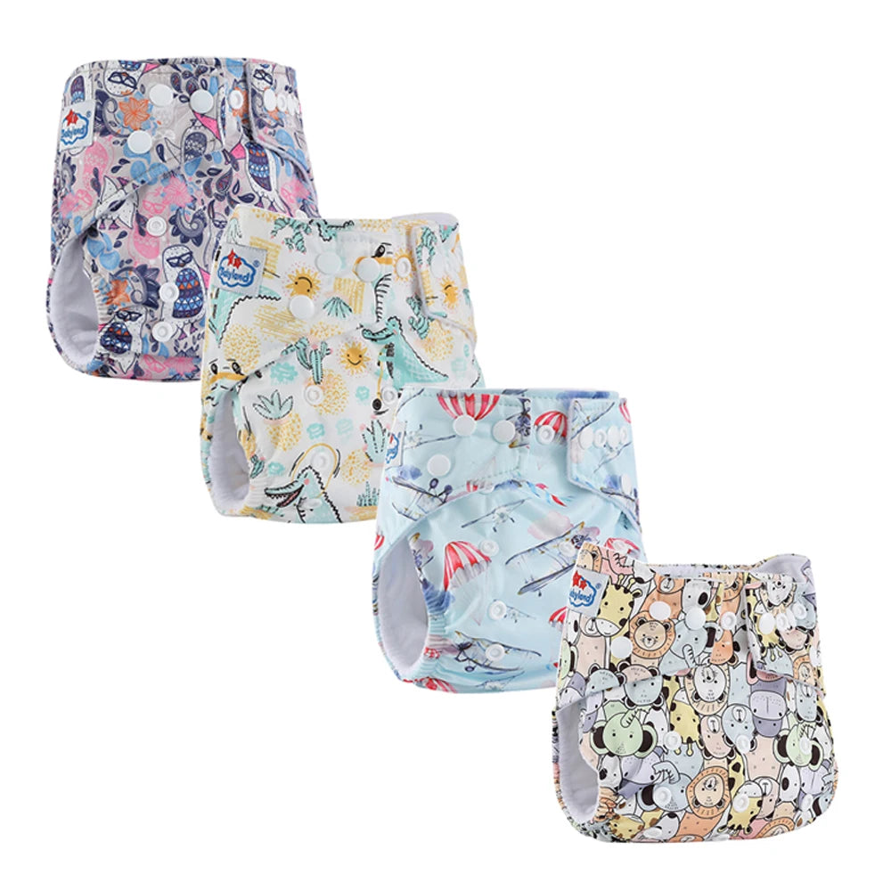 Babyland Reusable Cloth Diapers – 4-Pack Waterproof & Eco-Friendly for Sensitive Skin