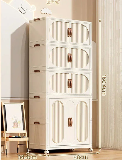 Children's Wardrobe Bedroom Closet Cabinet Baby Storage Box Toy Clothes Organizer Locker Folding Sorting Partition Wardrobe
