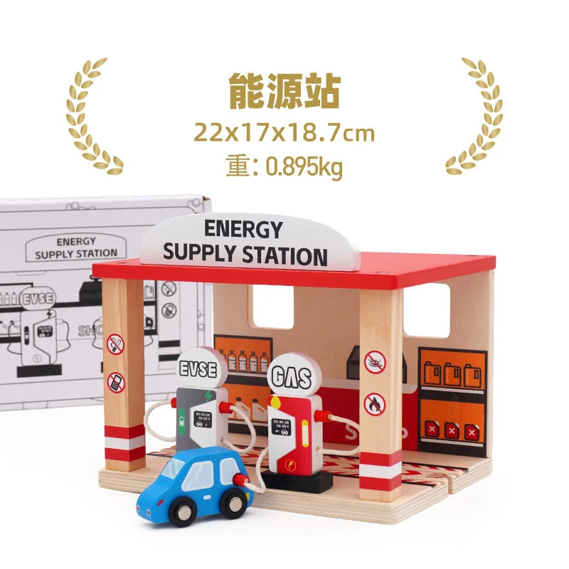 Wooden Train Track Racing Railway Street Sign Toys Bridge Tunnel Track Accessories Wood Tracks Creative Toys For Children Gift