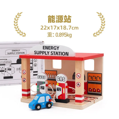 Wooden Train Track Racing Railway Street Sign Toys Bridge Tunnel Track Accessories Wood Tracks Creative Toys For Children Gift