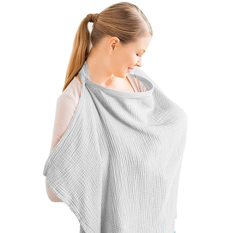 Soft 100% Cotton Breathable Nursing Covers Muslin Nursing Cover Apron for Mom Privacy Breastfeeding Stroller Cover Accessories