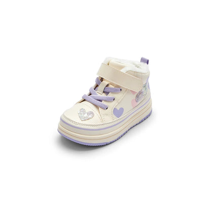 Balabala Baby Walking Shoes Baby Boys Girls High-top Board Shoes Plus Velvet 2024 New Winter Shoes Baby Shoes Kids Shoes