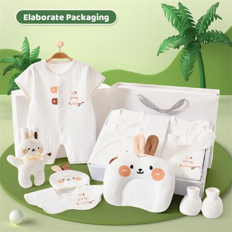 Summer Bunny Newborn Clothes Set – 20–26PCS Cotton Outfit for Boys & Girls