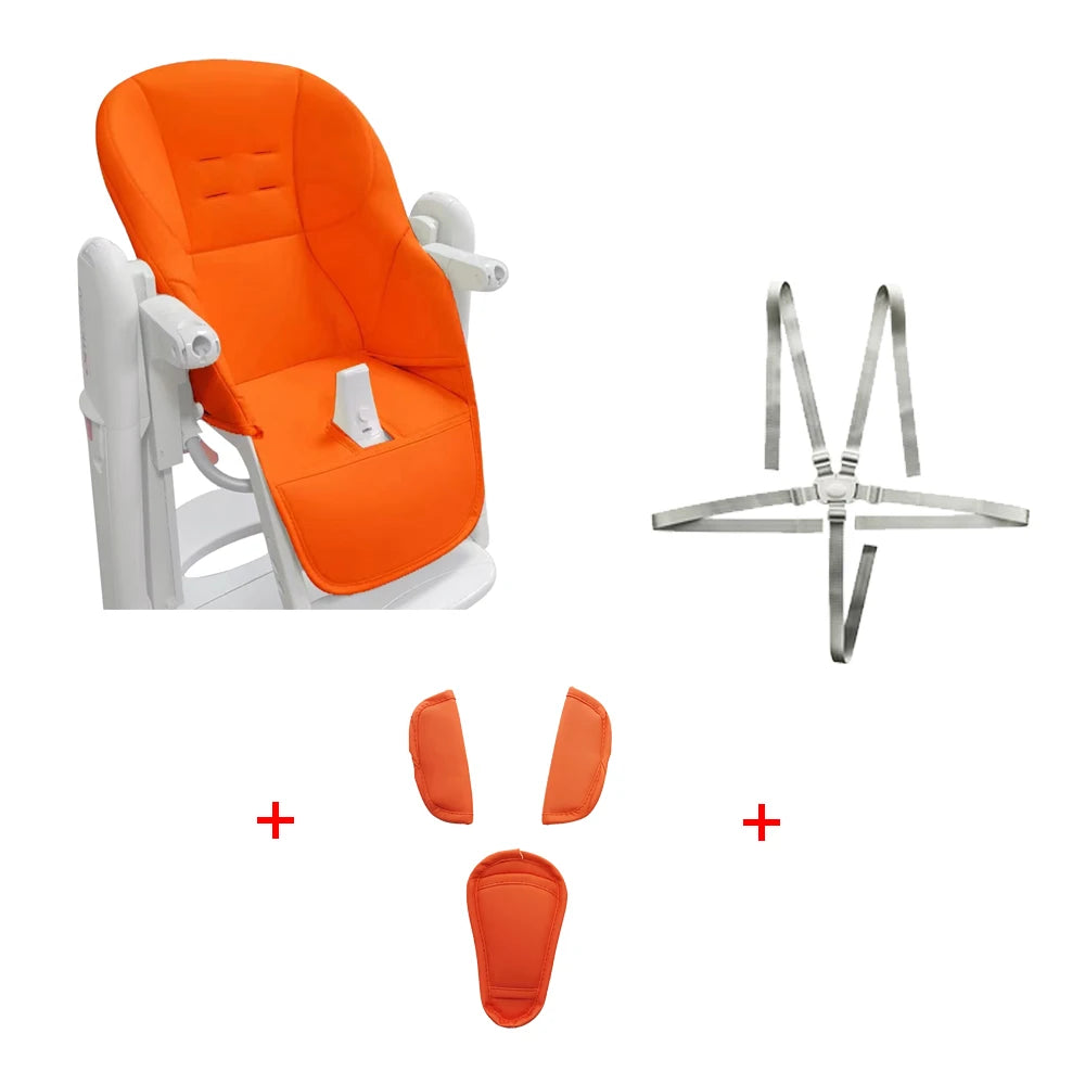 Baby Seat Cushion With 5 Points Harness And Shoulder Crotch PAD PU Leather Cover Customized For Peg Perego Tatamia Highchair