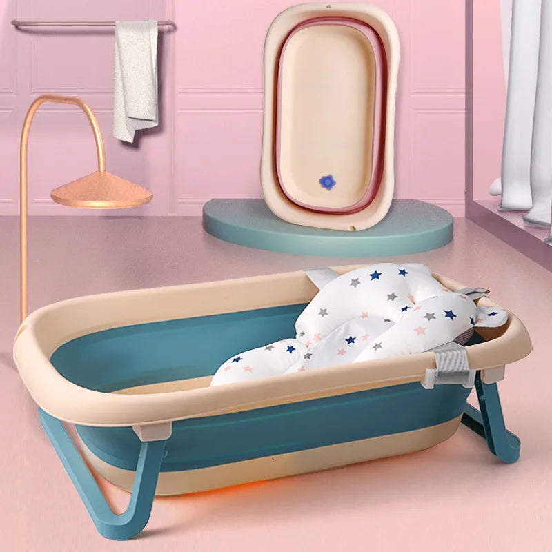 Baby Bath Seat Support Mat Infant Anti-Slip Soft Comfort Body Cushion Foldable Baby Bath Tub Pad Chair Newborn Bathtub Pillow