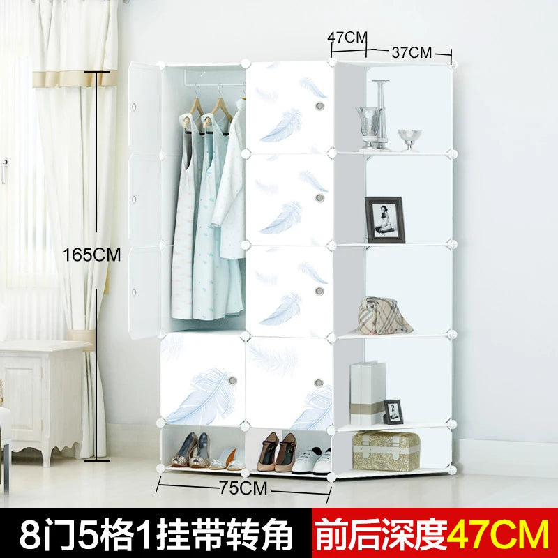 Minimalist Modern Closet Plastic Cube Fabric Storage Baby Open Clothes Wardrobe Nordic Bedroom Guarda Roupa Furniture For Room