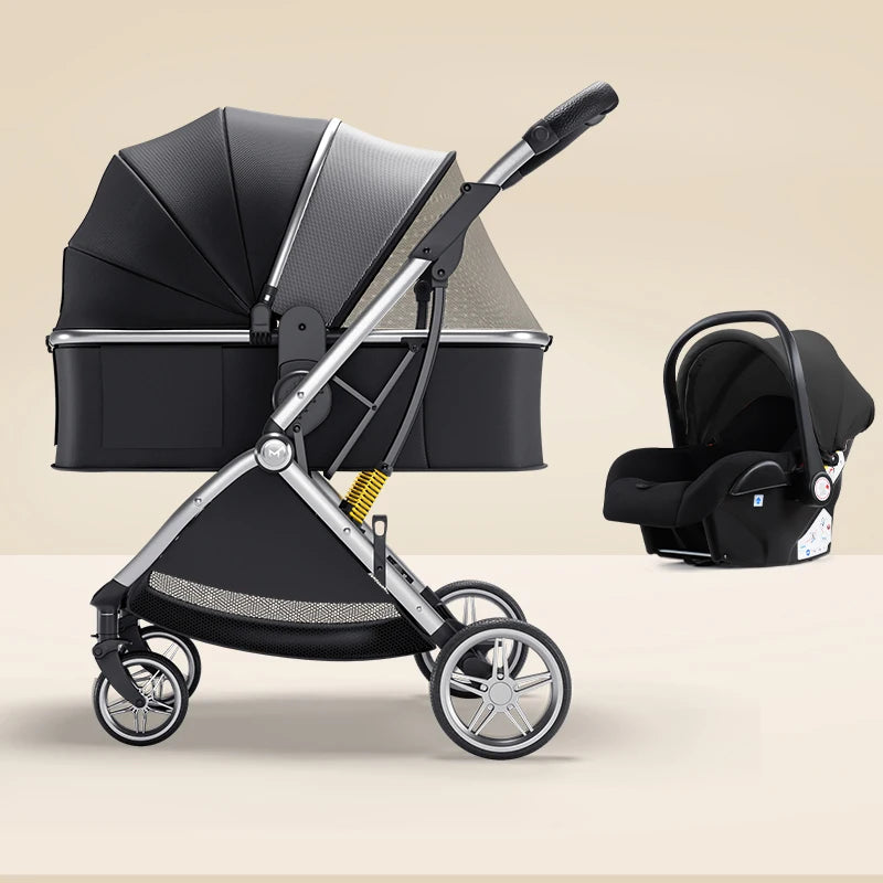 Luxurious Baby Stroller 3 in 1 Can Sit Can Lie Baby Pram Portable Baby Travel System Baby Pushchair for Newborn