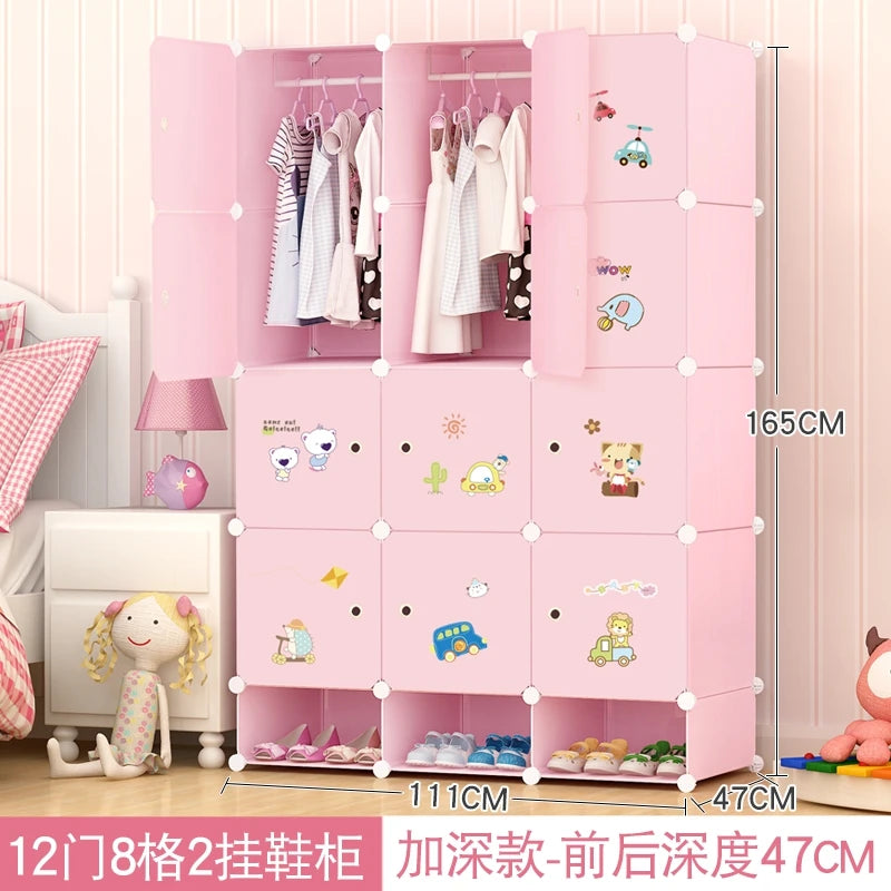 Kids Plastic Closet Storage Clothes Organizer Shelf Modern Minimalist Bedroom Baby Wardrobe Cheap Small Muebles Home Furniture