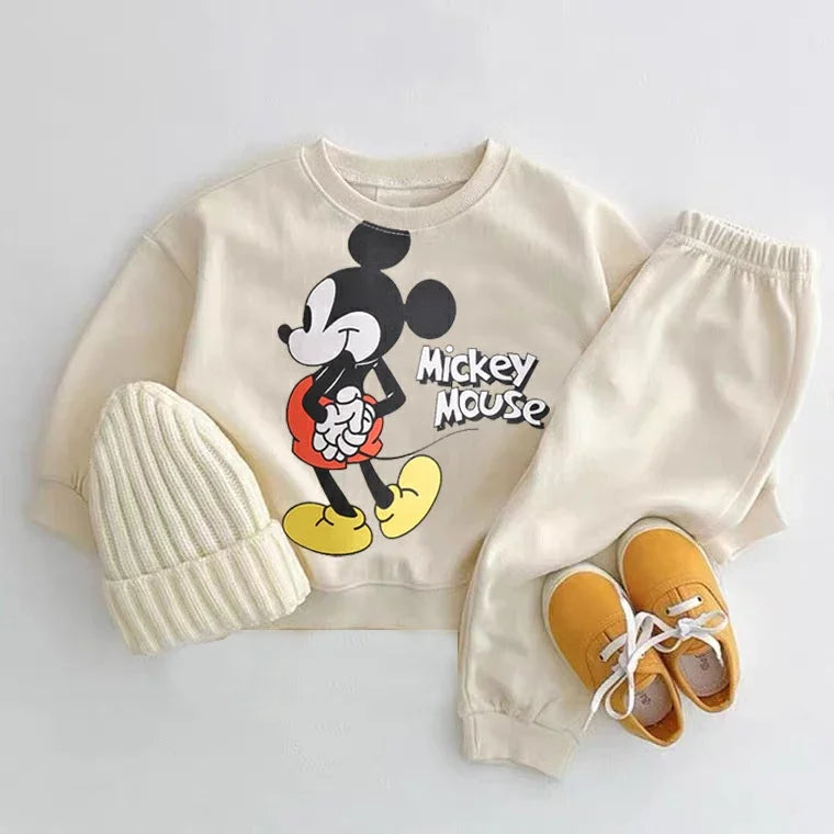Mickey Print Tops 2 Piece/Set Boys And Girls New Casual Fashion Costume Cartoon Sports Long Sleeve Sweatpants Sets
