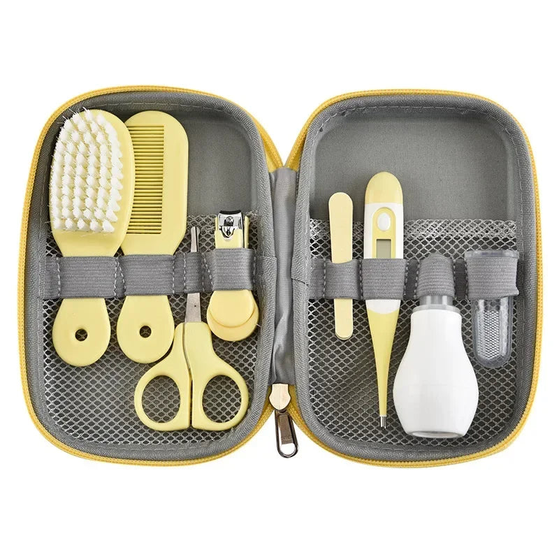 Baby nasal inhaler Nail scissors cartoon set Daily cleaning Supplies Care bag Baby Care EVA bag 8-piece set