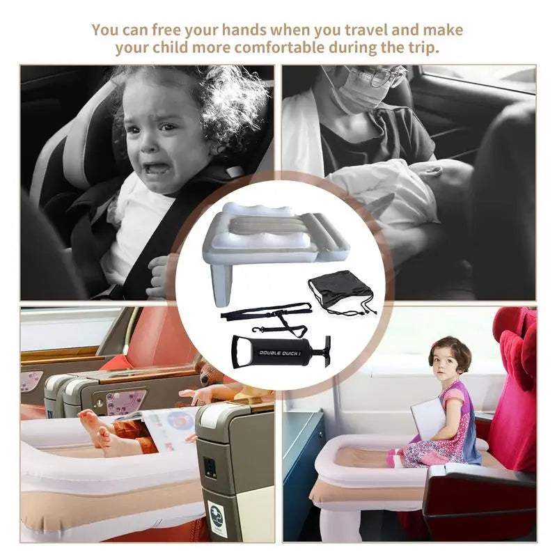 Inflatable Airplane Bed – Kids' Travel Seat Extender with High Sides