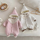 Cozy Floral Baby Romper with Detachable Hood