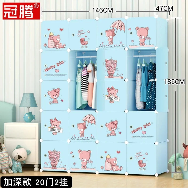 Low Profile Kids Storage Cabinet Cute Baby Clothes Organizer With Plastic Shelves For Nursery Toddler Room Furniture