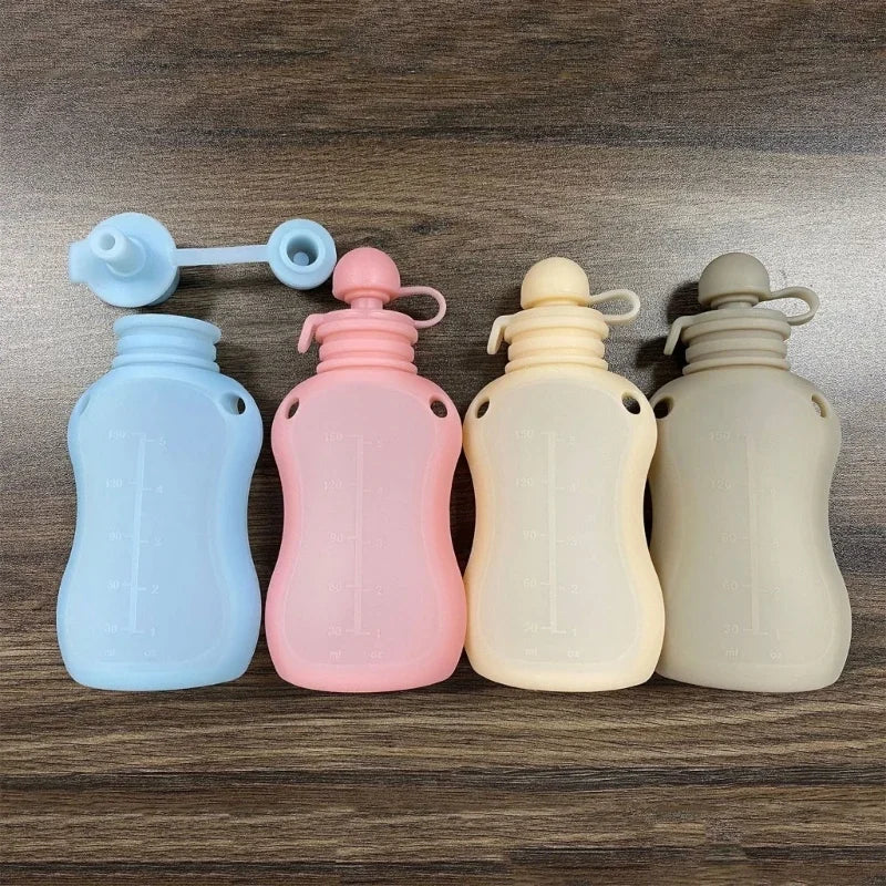 150ml Reusable Silicone Baby Food Pouch – Leakproof Milk & Puree Storage