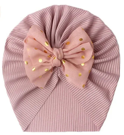 Cute Bow Baby Turban Hat Soft Elastic Beanie for Newborn Girls Summer