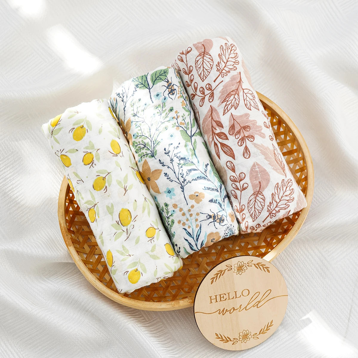 Happyflute 3Pcs/Pack Baby Muslin Swaddle 100% Cotton Baby Blanket Wrap For Newborn Baby