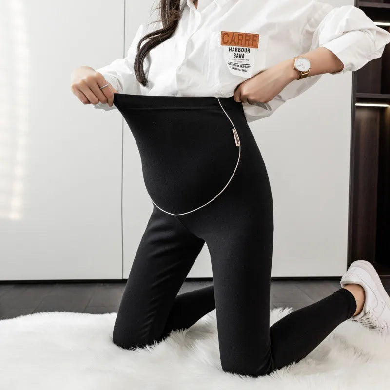 Four Seasons Thick Warm Plus Velvet Cotton Maternity Legging Thermal Fleece Belly Pants Clothes for Pregnant Women Pregnancy