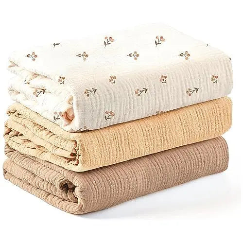 3pcs/set 6-Layer Muslin Swaddle Blanket for Baby Soft Cotton Gauze Receiving Blankets for Newborn Soft Wrap Set Toddler Boy Girl
