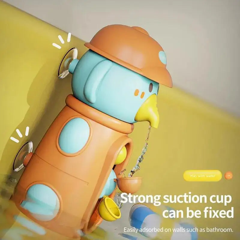 Bath Bathtub Toys for Toddlers Duck Rotatable Waterwheel Bathroom Strong Suckers Water Scoop Fun Bath Toys Kids Gifts
