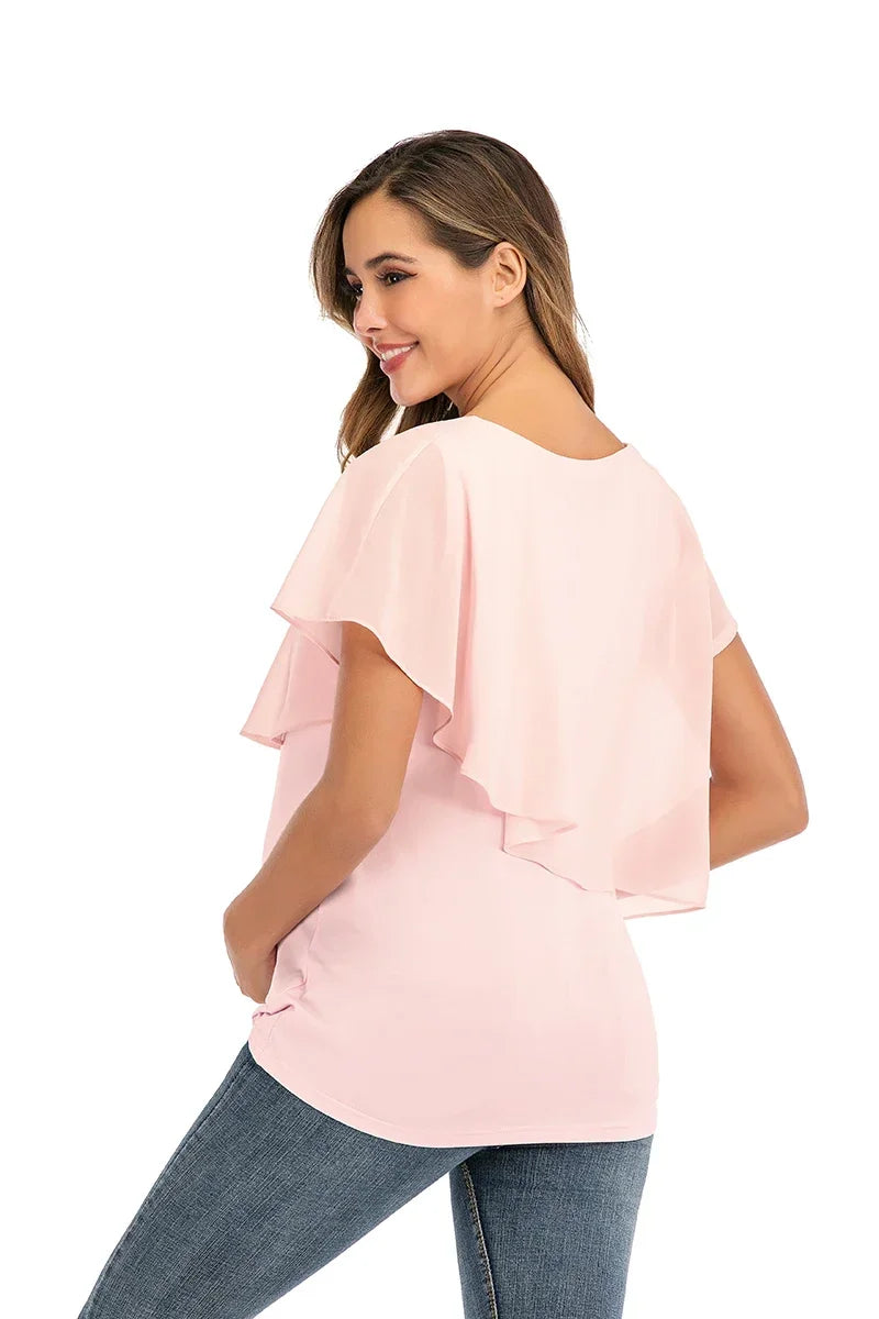 New Summer Women Pregnant Nursing T-Shirts Women's Wrap Tops Sleeveless Double Layer Blouse Tees  Clothes
