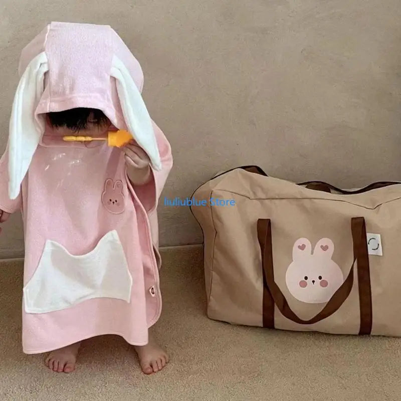 Baby Hooded Baby Towel Soft Bath Towel with Long Ears/Small Bear Pattern Gift 62CF