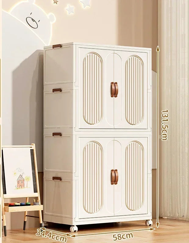 Children's Wardrobe Bedroom Closet Cabinet Baby Storage Box Toy Clothes Organizer Locker Folding Sorting Partition Wardrobe