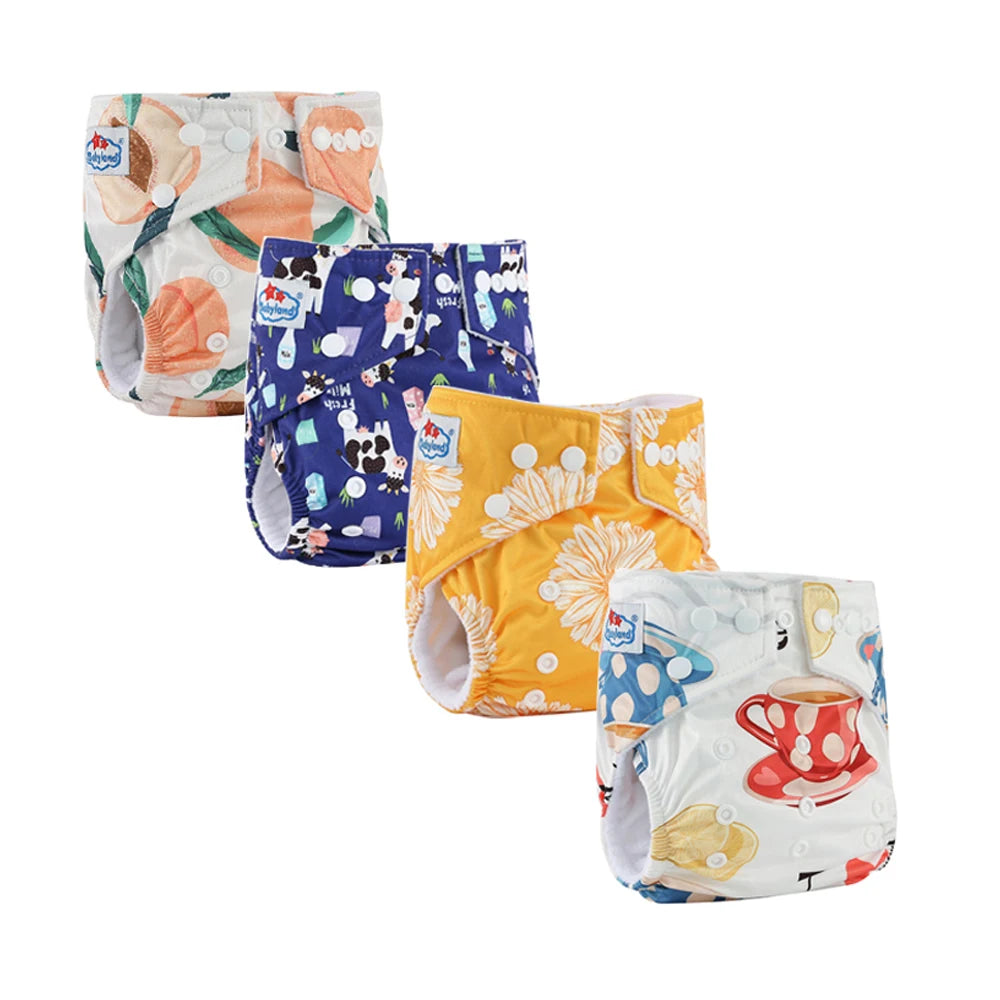 Babyland Reusable Cloth Diapers – 4-Pack Waterproof & Eco-Friendly for Sensitive Skin