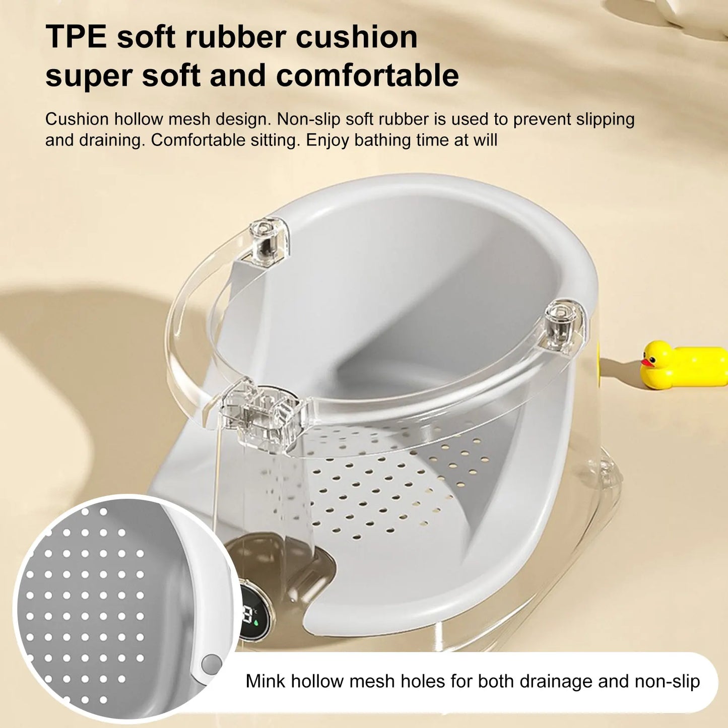 Baby Bath Seat Bathtub Sit-Up Chair With Temperature Sensor Children Safety Shower Assistance Supplies For Home Travel