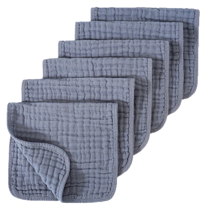 6pcs/lot Muslin 6 layers Cotton Soft Baby Towels Baby Face Towel Handkerchief Bathing Feeding Face Washcloth Wipe Burp Cloth