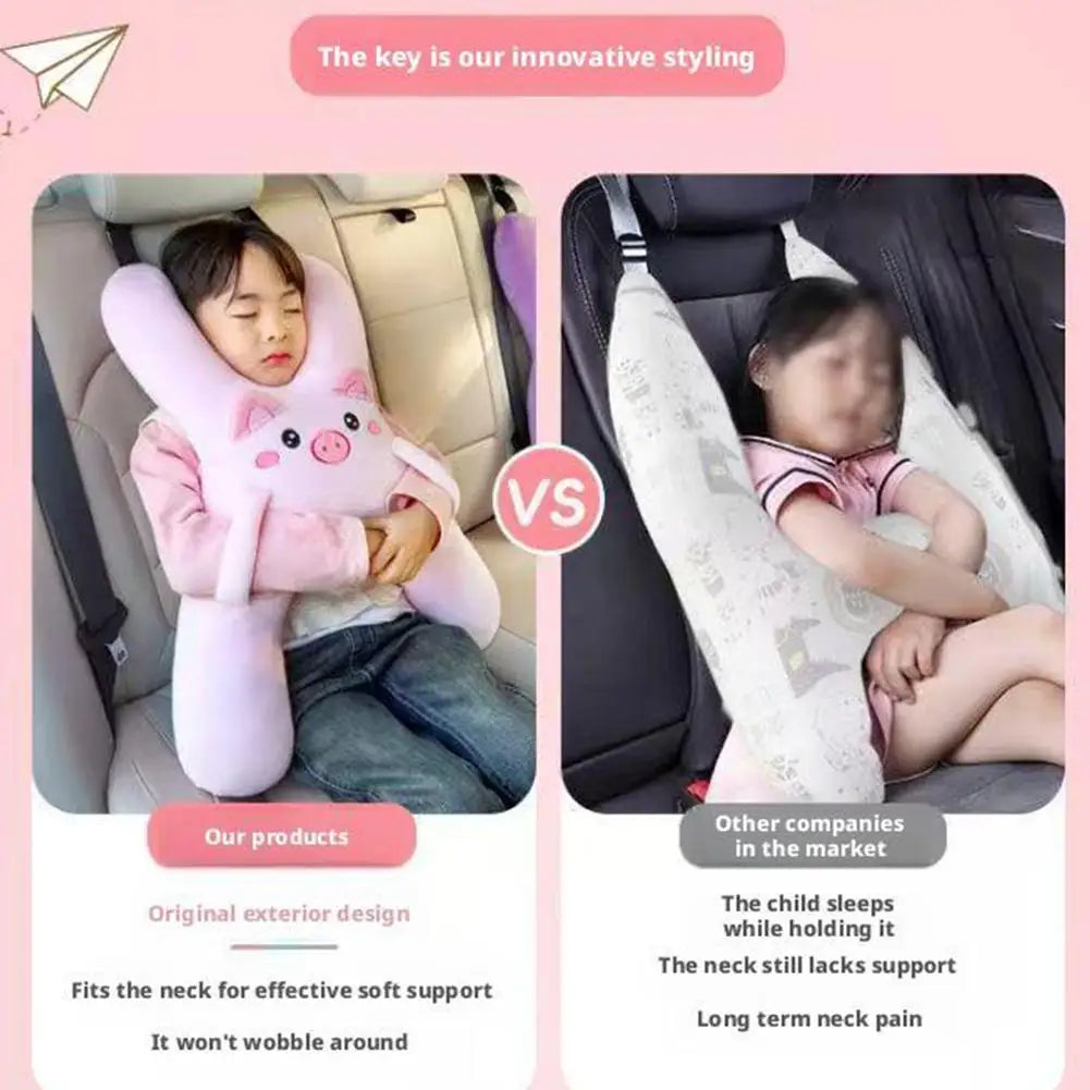 1Set Car Cute Cartoon Pillow Car Mounted Child Sleeping Pillow Car Removable Comfortable Breathable Headrest Lumbar Support