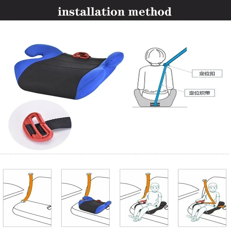 Children's Car Booster Mat Safe Seat Sturdy Children Baby Increased Seat Pad Non-slip Booster Seat Fit 6-12 Year Car Accessory