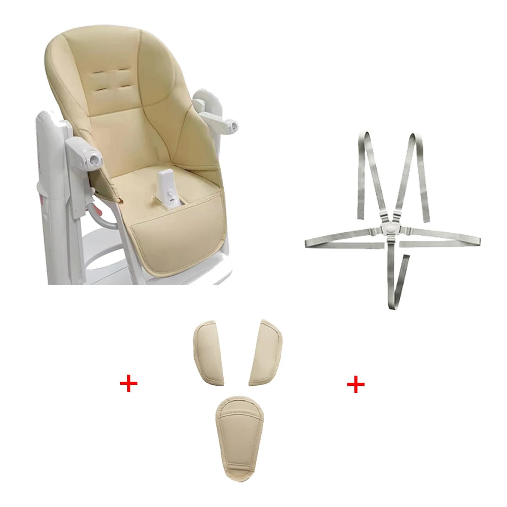 Baby Seat Cushion With 5 Points Harness And Shoulder Crotch PAD PU Leather Cover Customized For Peg Perego Tatamia Highchair