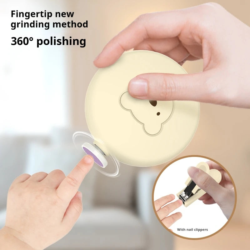 JUSTLANG Baby Electric Nail Trimmer Kit Kid Nail Polisher Tool Baby Care Manicure Set Easy Trim Nail Filer Clippers For Newborn