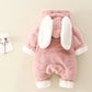 Warm Coral Fleece Baby Romper – Cute Rabbit Design