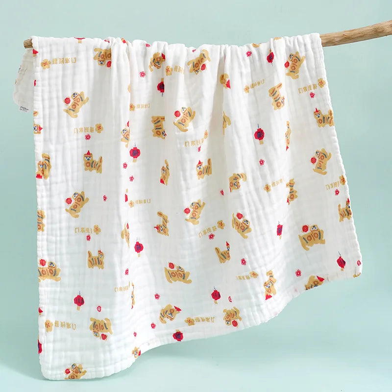Size 110*110CM 1PC 6 Layers Muslin Cotton Fiber Muslin Baby Swaddles Soft Newborn Wrap Multifunction Infant Blankets Bath Towel