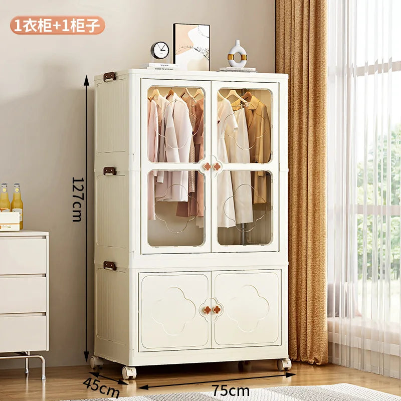 Children's Wardrobe, Bedroom, Home Storage Cabinet, Baby Storage Bin, Toy Clothing Storage Box Plastic Folding Organizer Cabinet