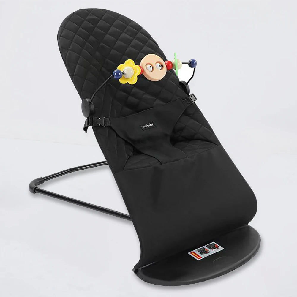 AnGku Baby Rocking Chair Foldable Baby Swing Chair for 0-12 Months Three-speed Height Adjustment Baby Bouncer with Toys