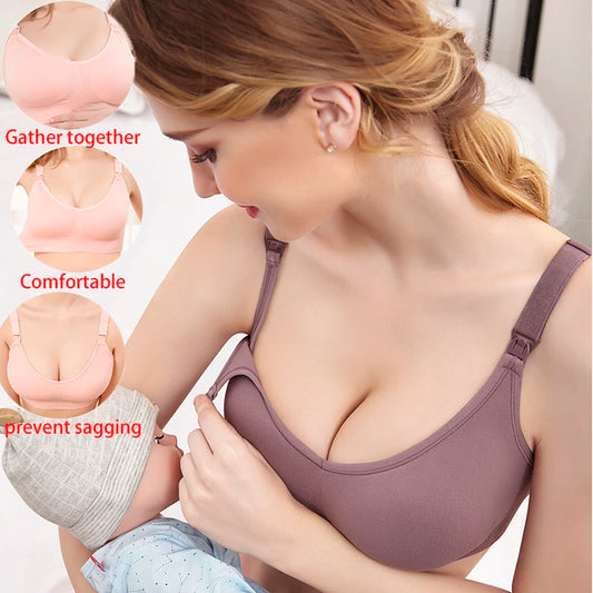Wireless Maternity Bra Front Open Gather Together Prevent Sagging Seamless 3D Breathable Comfortable Breastfeeding Bras Push Up