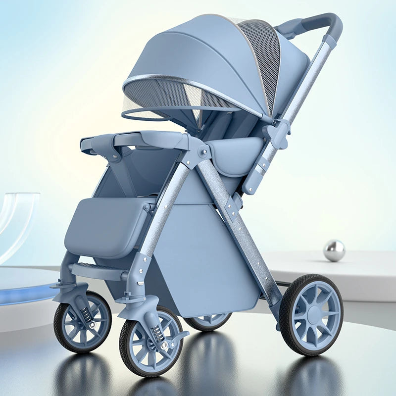 2-in-1 Reversible Lightweight Stroller with Convertible High-view Seat and Foldable Compact Design for Newborns and Toddlers