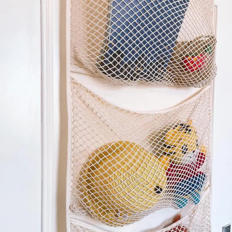 New Stuffed Storage Bag Over The Door Stuff Animals Organizer Hanging Mesh Bags Large Pockets for Baby Plush Toys Kids Storage