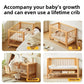 Adjustable Beechwood Baby Crib Convertible Bedside Sleeper with Guardrail Wheels Baby Bassinet Nest Bed Child Sleep with Wheels