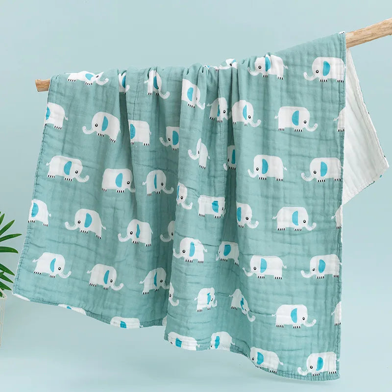 Size 110*110CM 1PC 6 Layers Muslin Cotton Fiber Muslin Baby Swaddles Soft Newborn Wrap Multifunction Infant Blankets Bath Towel