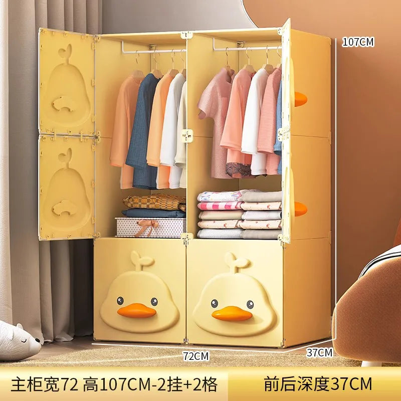 2025 Kids Wardrobe: Stainless Steel Storage Cabinet, Double Door Design Eco-Friendly & Child-Safe Easy Assembly Home Nursery