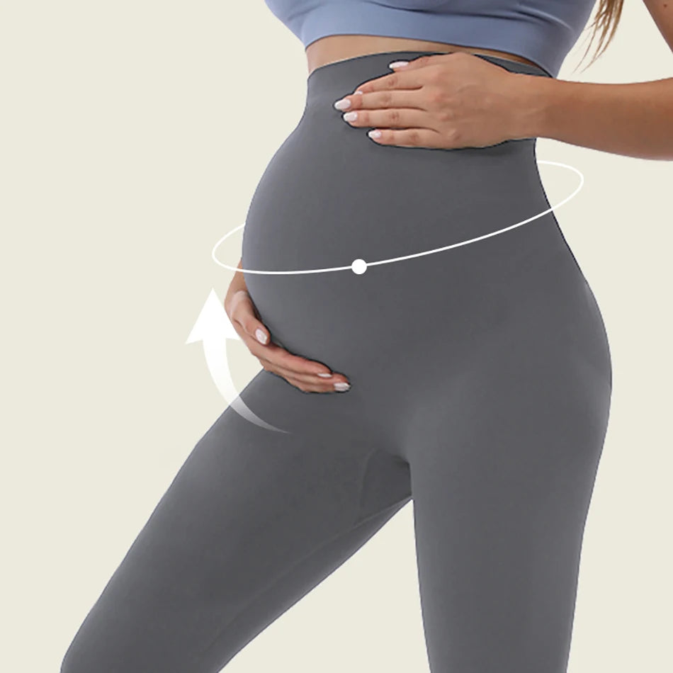 Seamless Maternity Yoga Pants – High-Elasticity Abdominal Support Leggings