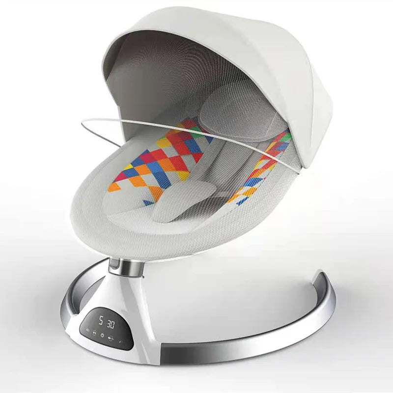 Children's Electric Rocking Chair Baby Smart Cradle Bed Touch 5-speed LCD Screen With Remote Control Bluetooth