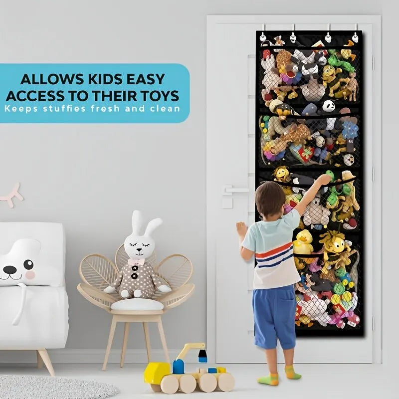 Hanging Toy Hanging Storage Bag Black Original Stuffed Animal Storage Over Door Organizer for Stuffies Baby Ideas Holder Toy
