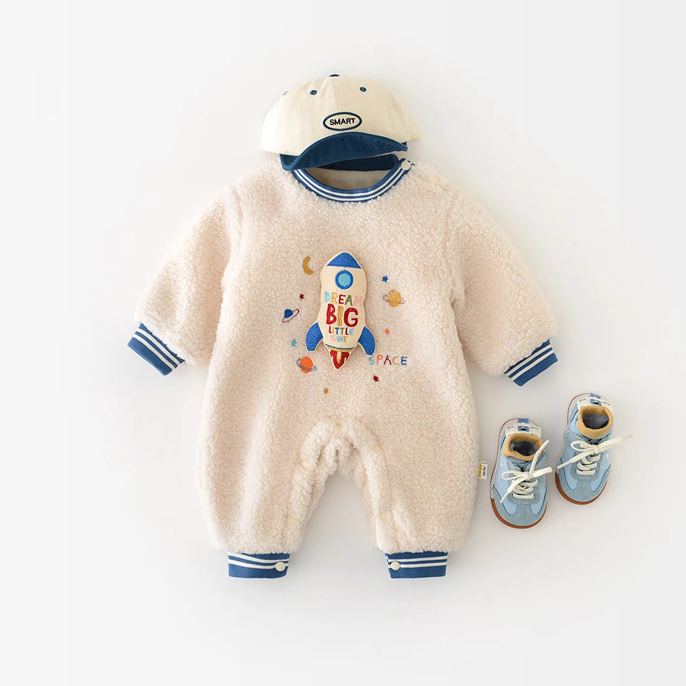 Thick Fleece Baby Jumpsuit for Girls
