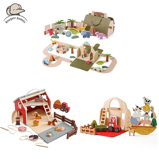 Dinosaur Train Set for Kids Toy Train Set Tracks for Toddlers  Portable Montessori Education Toys Track Set 19PCS Newbaby's Gift